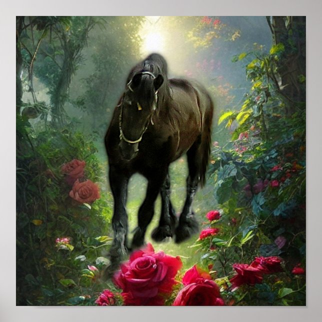 Black Beauty Friesian Horse Fantasy - Poster (Front)