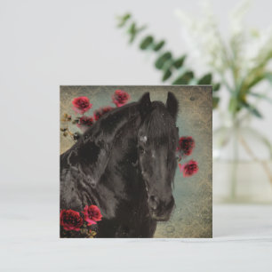 Black Beauty Friesian Horse - Greeting Card
