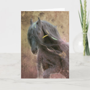 Black Beauty Friesian Horse - Greeting Card