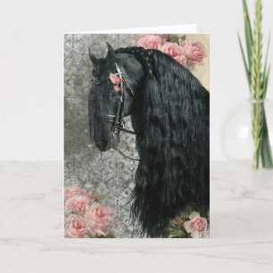 Black Beauty Friesian Horse - Greeting Card