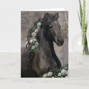 Black Beauty Friesian Horse - Greeting Card