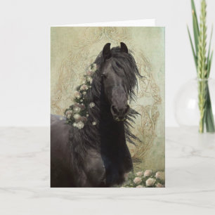 Black Beauty Friesian Horse - Greeting Card