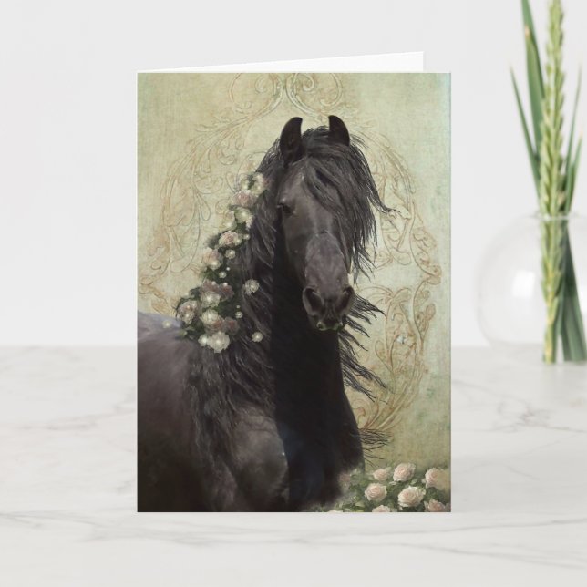 Black Beauty Friesian Horse - Greeting Card (Front)