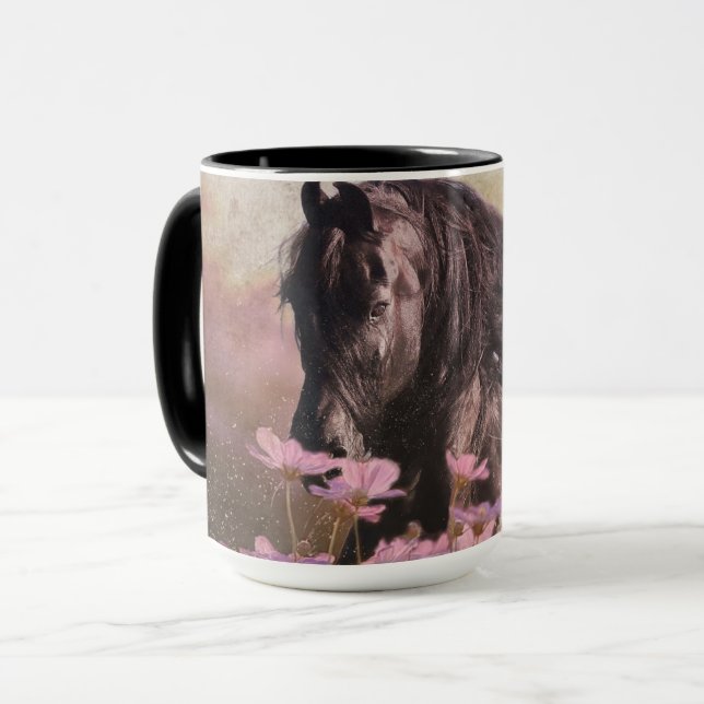 Black Beauty Friesian Horse - Mug, Cup, Drinkware Mug (Front Left)