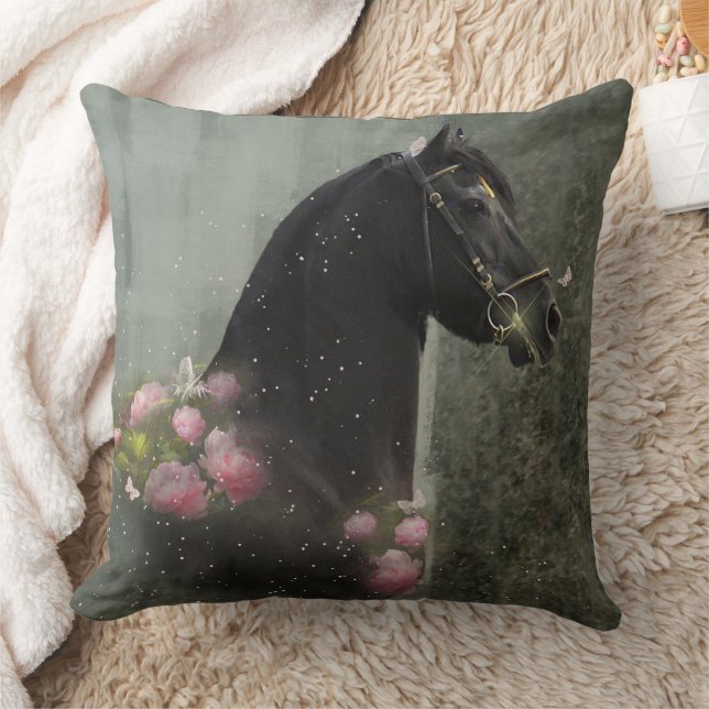 Black Beauty Friesian Horse - Pillow (Blanket)