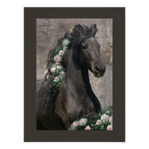 Black Beauty Friesian Horse - Poster