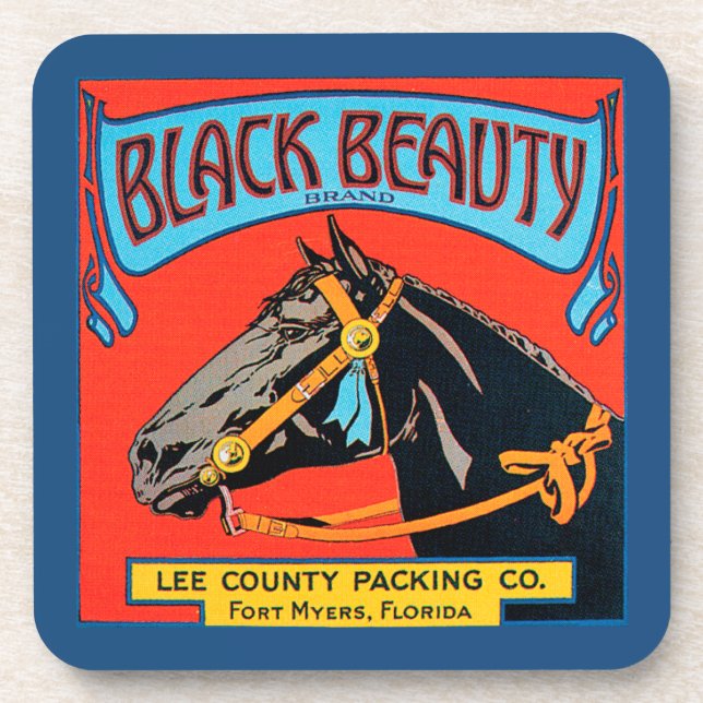 Black Beauty Horse on Red Background Coaster (Front)