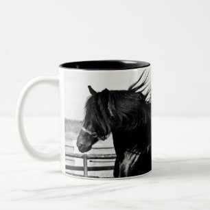 Black Beauty Horse Two-Tone Coffee Mug