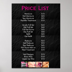 Black beauty Nail Salon Price List Menu  Poster