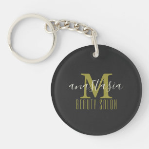 Black Beauty Salon by Anastasia Monogram  Key Ring
