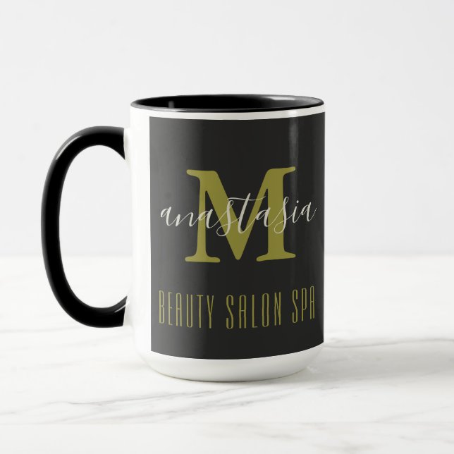Black Beauty Salon SPA by Anastasia Monogram Mug (Left)