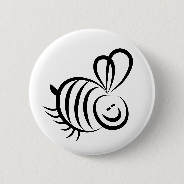 Black Bee 6 Cm Round Badge (Front)