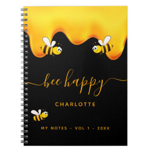 Black bee happy bumble bees sweet honey diary notebook