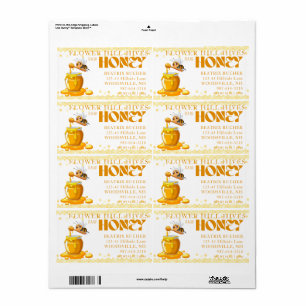 Black Bee Honey Label Metallic Gold Text