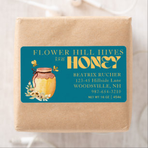 Black Bee Honey Label Metallic Gold Text