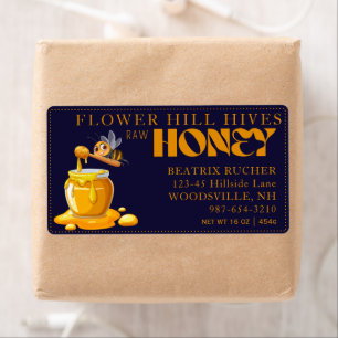 Black Bee Honey Label Metallic Gold Text