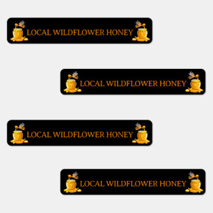 Black Bee Honey Label Metallic Gold Text
