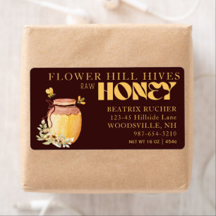 Black Bee Honey Label Metallic Gold Text