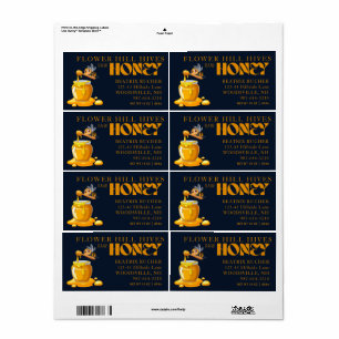 Black Bee Honey Label Metallic Gold Text