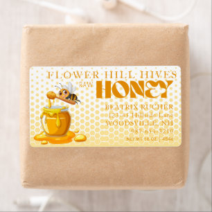 Black Bee Honey Label Metallic Gold Text