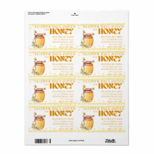 Black Bee Honey Label Metallic Gold Text