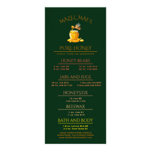 Black Bee Honey Label Metallic Gold Text Rack Card