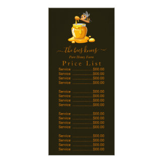 Black Bee Honey Label Metallic Gold Text  Rack Card