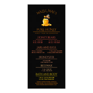 Black Bee Honey Label Metallic Gold Text Rack Card