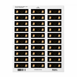 Black Bee Honey Label Metallic Gold Text Return Address Label