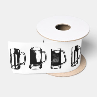 Black Beer Mug Silhouette // Satin Ribbon