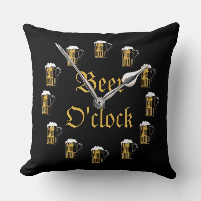 Black Beer O'Clock Cushion (Front)