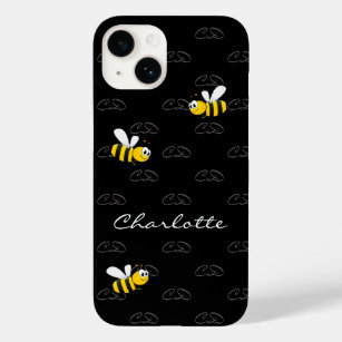 Black bees fun humour monogram pattern Case-Mate iPhone 14 case