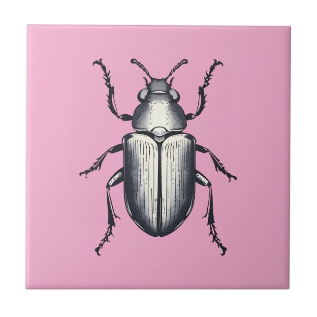 Black Beetle  Ceramic Tile (Front)