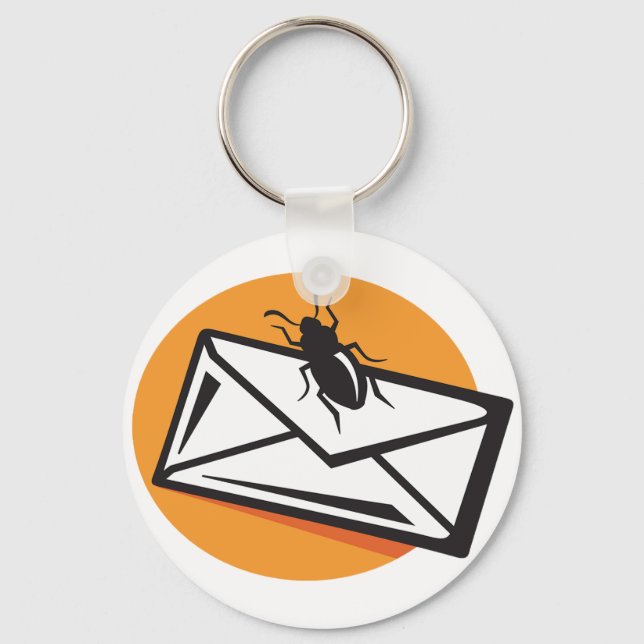 Black Beetle Insect on Envelope Key Ring (Front)