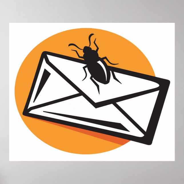 Black Beetle Insect on Envelope Poster (Front)