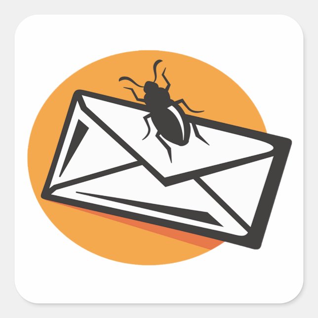 Black Beetle Insect on Envelope Square Sticker (Front)