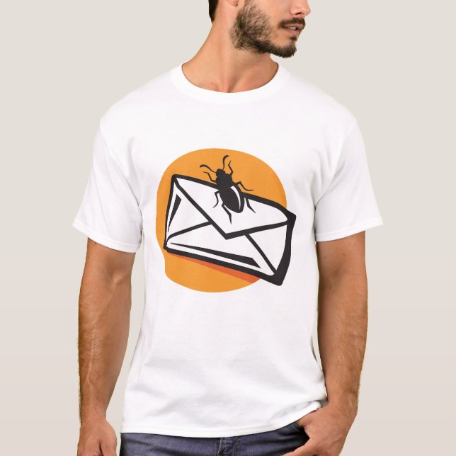 Black Beetle Insect on Envelope T-Shirt (Front)