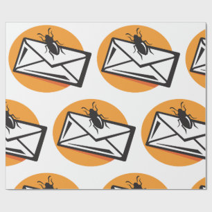 Black Beetle Insect on Envelope Wrapping Paper