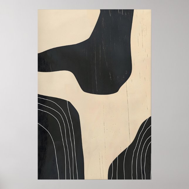 Black & Beige Abstract Art Giclée Print Modern (Front)