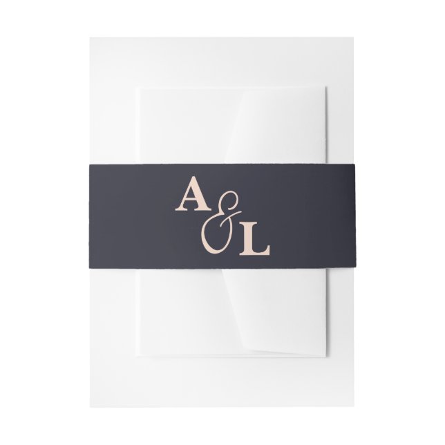 Black & Beige Ampersand Monogram Wedding Invitation Belly Band (Front Example)