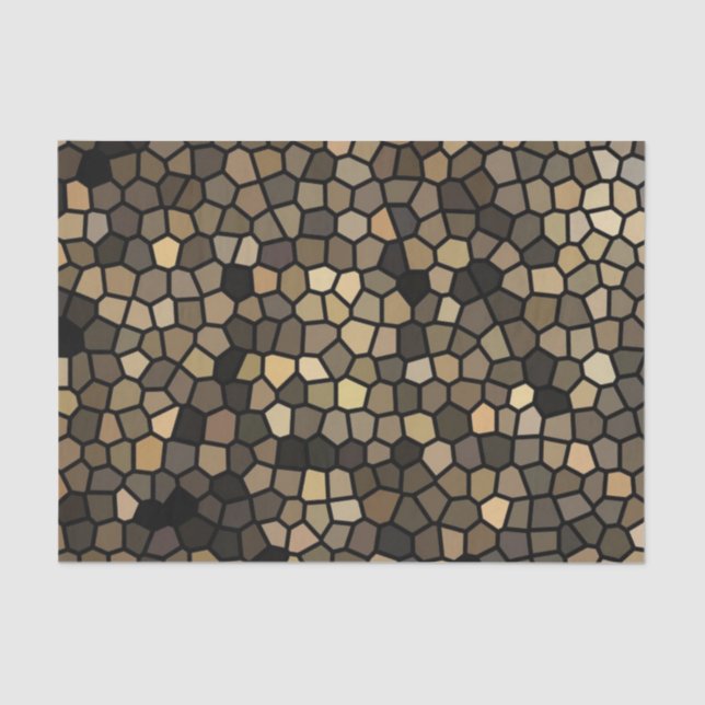 Black, Beige and Brown Mosaics Tissue Paper (Front)