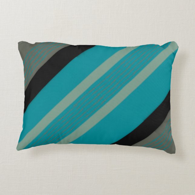 Black Beige and Teal Accent Pillow (Back)