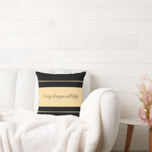 Black & Beige broad striped Cushion