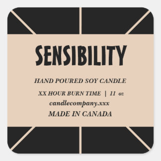 Black Beige Candle Product Square Sticker
