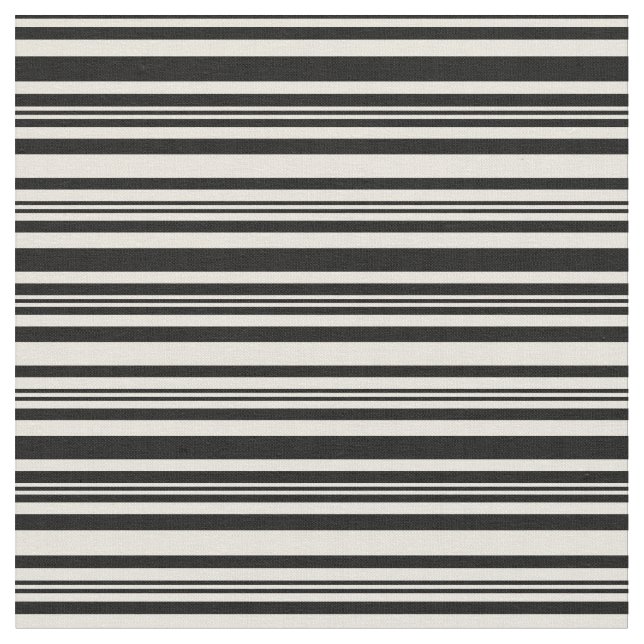 Black & Beige Coloured Lined Pattern Fabric (Close Up)