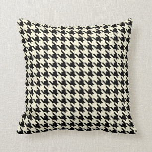 Black Beige Cream Pied De Poule Houndstooth Cushion