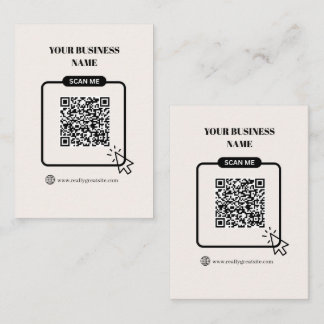 Black & Beige Customizable QR code Website Link Business Card