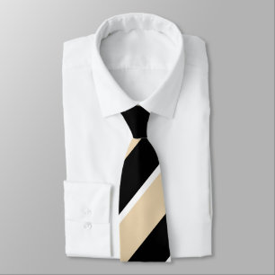 Black & Beige Diagonal Striped Modern Elegant Tie