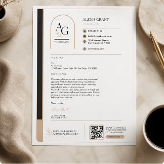 Black Beige Luxury QR Code Appointment Reminder Custom Letterhead