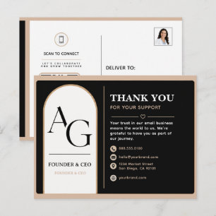 Black Beige Luxury QR Code Appointment Reminder Holiday Postcard